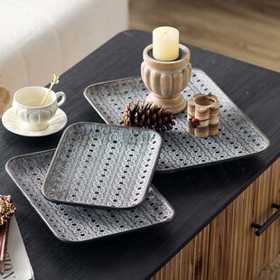 法式做旧金属托盘长方形蛋糕托盘果盘高端精致高颜值下午茶点心盘