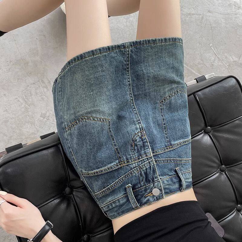 拼接设计牛仔短裙女2025夏季薄款高腰显瘦小个子a字包臀半身裤裙