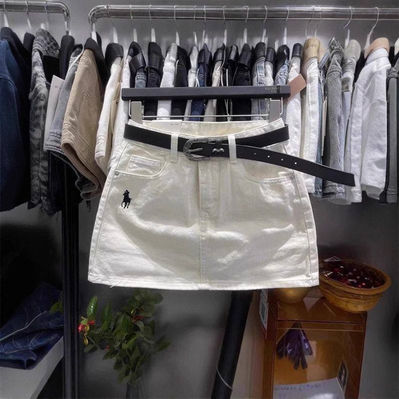 大码夏季高腰水洗牛仔短裙女胖mm遮胯显瘦防走光包臀a字半身裙ins