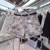 宽松显瘦百搭辣妹阔腿a字热裤 小众提花牛仔短裤 女夏高腰2025新款