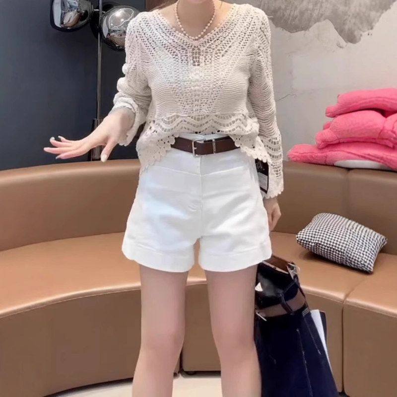 慵懒风牛仔短裤女2025夏季新款设计感高腰宽松显瘦a字阔腿热裤潮