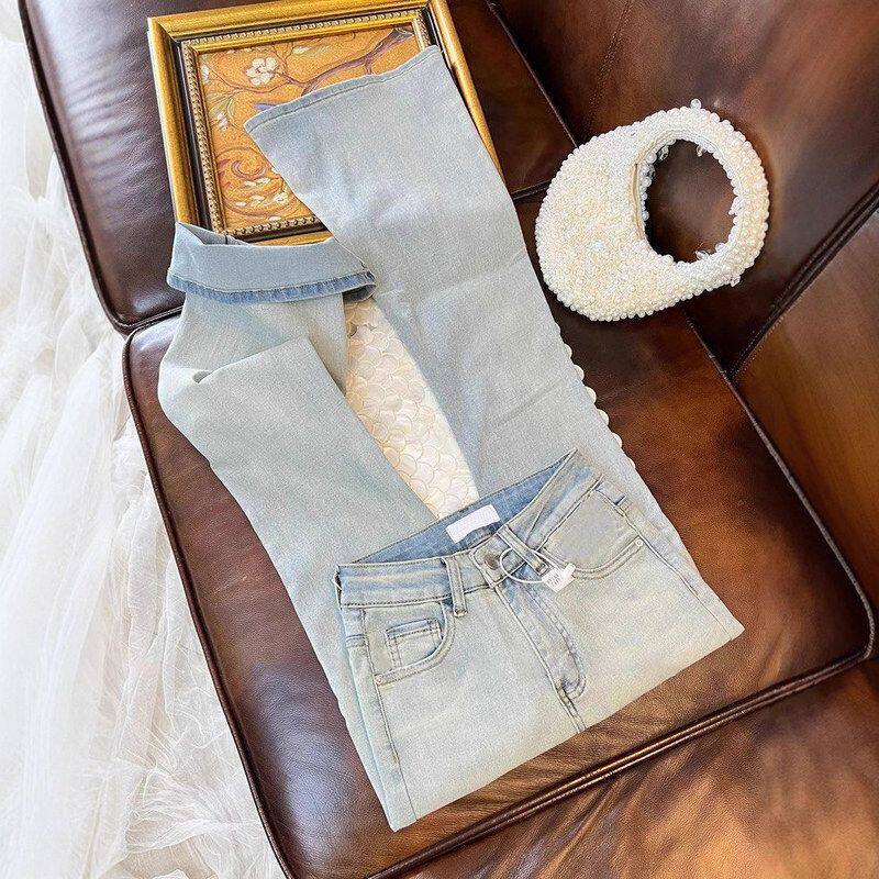 微喇牛仔裤女春秋季2025新款设计感高腰显瘦弹力小个子喇叭马蹄裤