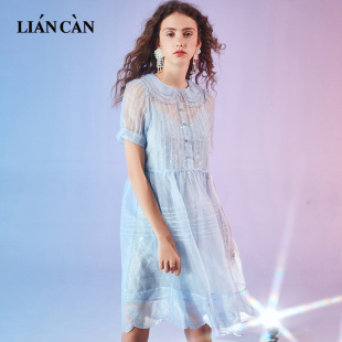 梭织中袖 泡泡袖 连衣裙7121223010 修身 莲灿2024新浪漫减龄法式