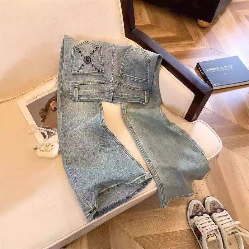 复古微喇牛仔裤女2024年春秋新款小个子高腰显瘦百搭马蹄喇叭长裤