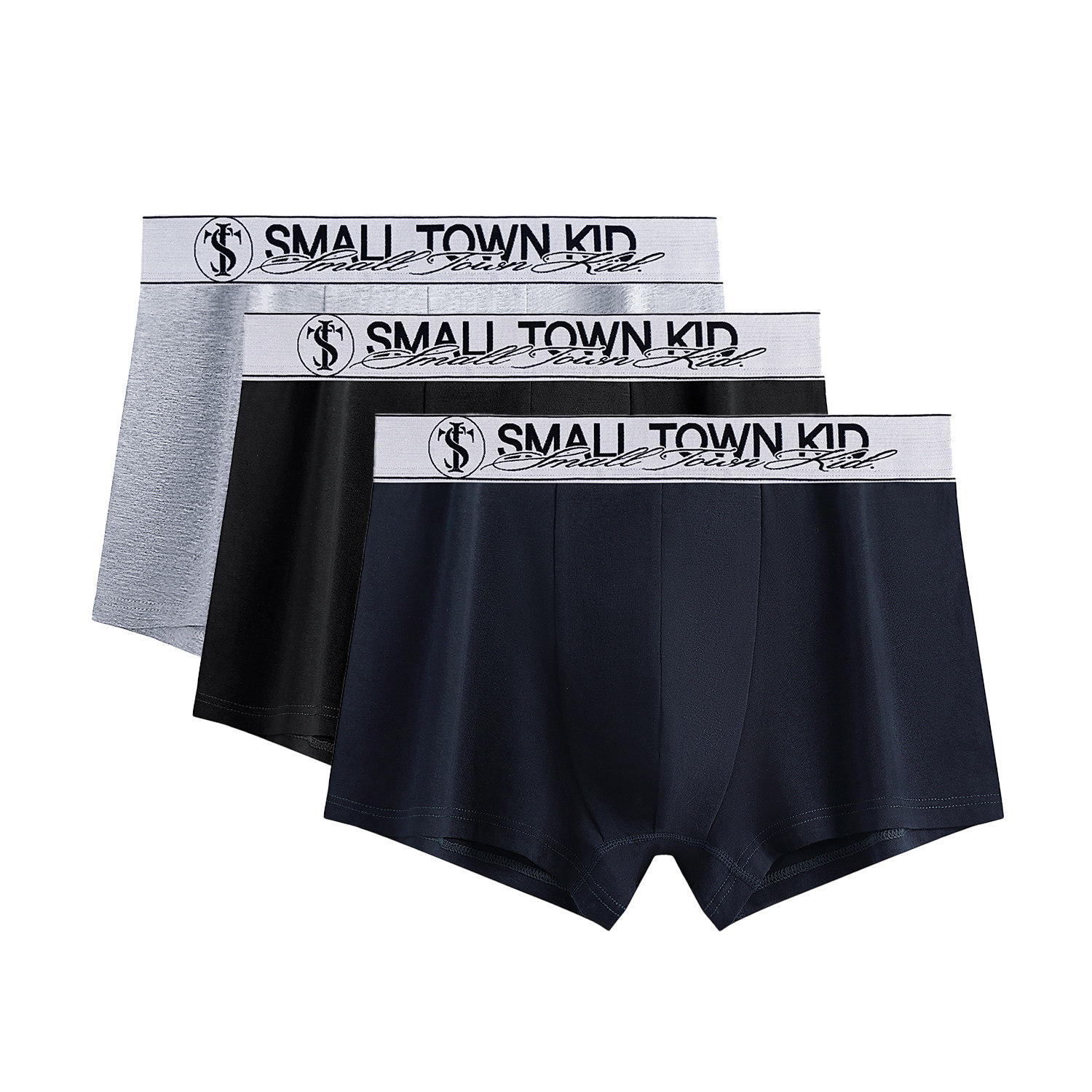 STK SmallTownKid 字母logo潮流棉感男士裤衩平角三色内裤套装
