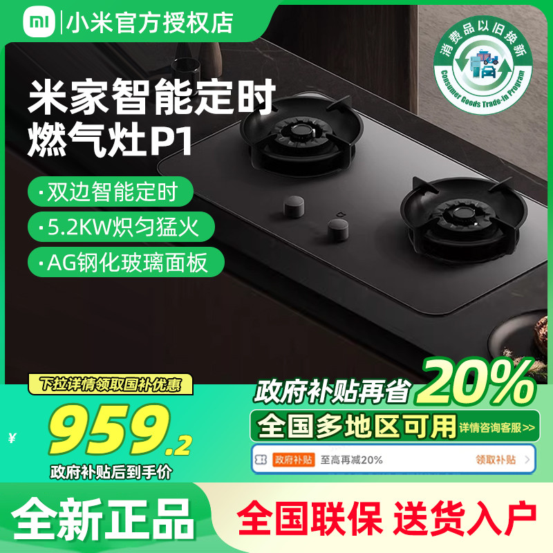 【国补20%】小米米家双边定时燃气灶家用猛火炉台嵌两用天然气P1