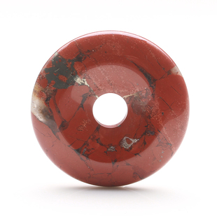 天然水晶吊坠项链红竹石平安扣石英质玉红碧玉有金点一物一图A18