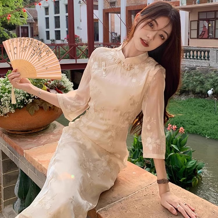 国风改良新中式旗袍大码连衣裙女