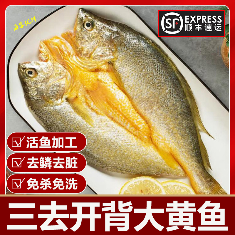 开背大黄鱼去鳞去脏蒜瓣肉无小刺