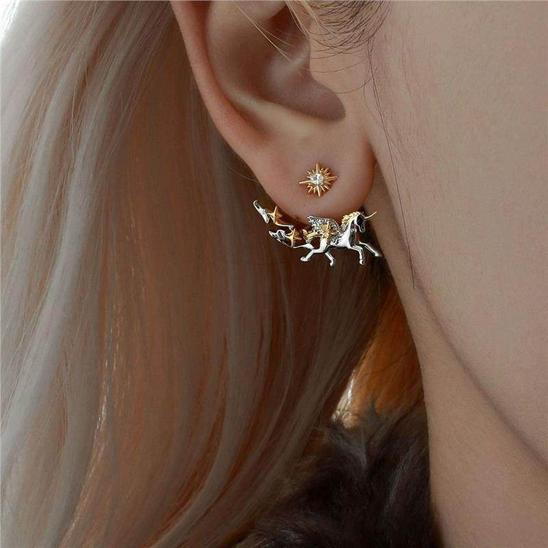 圣诞梦马耳钉原创小众设计高级感冷淡可拆卸耳环耳饰,模玩/动漫/周边/娃圈三坑/桌游,动漫手表/项链/饰品,淘宝优惠券,粉丝福利购,淘宝优惠卷