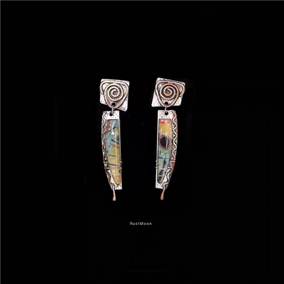 Vintage古着配饰   Colored glazed glass耳饰  油画复古古著饰品