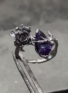 “世界本就污浊 罪与爱同歌”INTJ黑玫瑰印象戒指艺术手作食指环