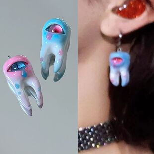 石凯南京演唱同款牙齿耳环耳钉 小众设计二巡沿途盛开个性精致