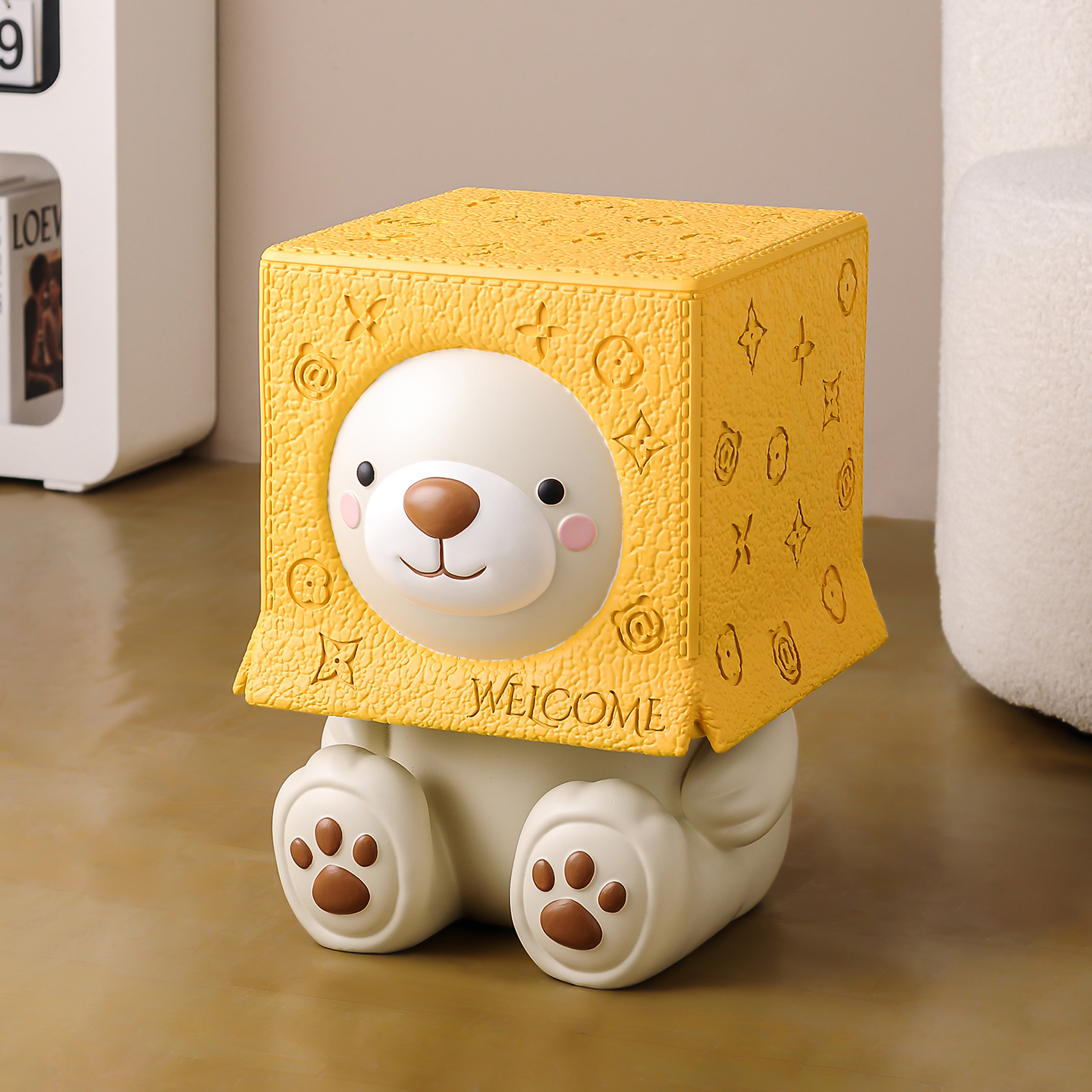 可爱小熊创意玄关鞋柜换鞋凳摆件