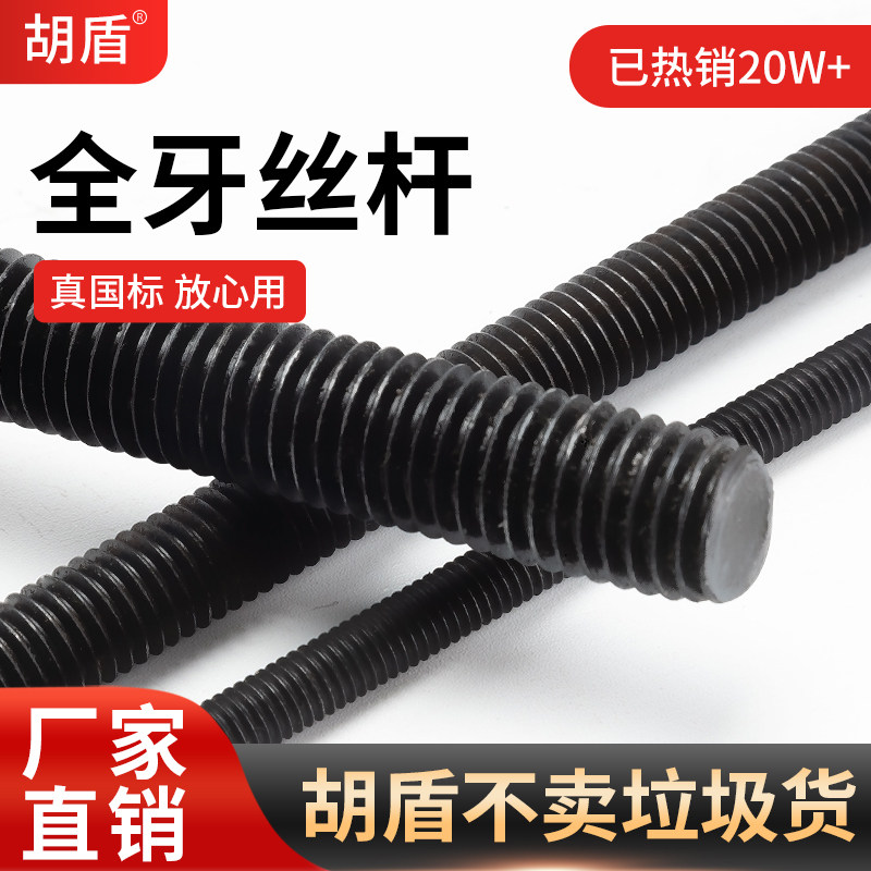 胡盾高强度丝杆8.810.912.9级牙条螺纹全牙丝杠m12m16m20螺杆套装