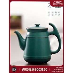 墨绿泡茶壶陶瓷大号家用冷水壶耐高温花茶壶客厅茶具茶壶 中式
