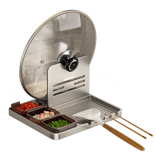 德力西锅盖架子免打孔厨房置物架多功能配菜放置器砧板锅铲收纳架