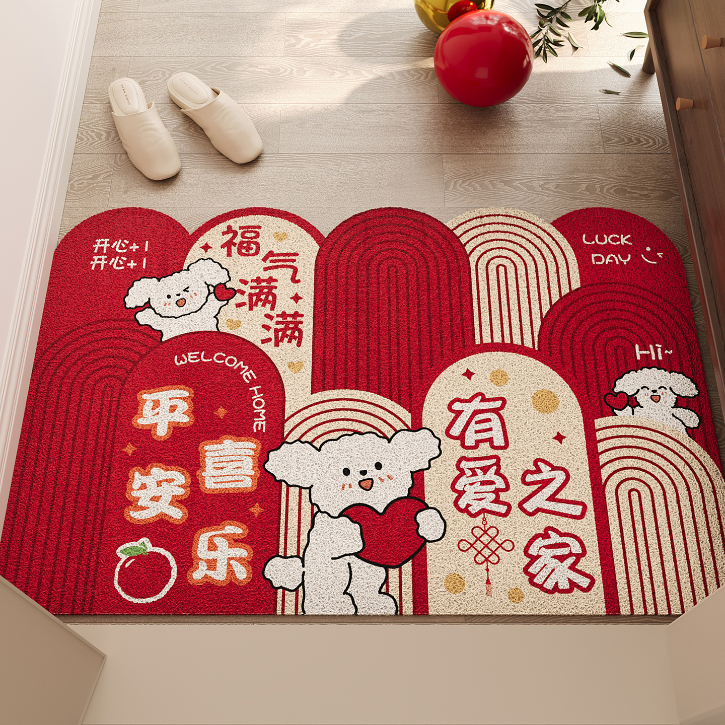 卡通入户门地垫丝圈防滑脚垫PVC门口耐脏除尘免洗地毯可裁剪门垫