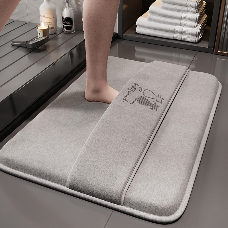 加厚卫生间地垫记忆海绵洗手间门口速干擦脚背地毯吸水浴室防滑垫