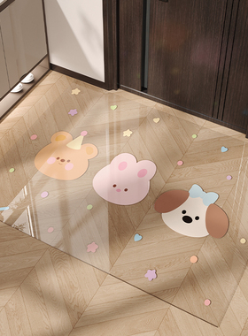 2026新款入户地垫软玻璃透明卡通耐脏免洗可擦门垫可裁剪定制地毯