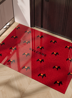 入户门地垫玄关大门口进门脚垫软玻璃透明地毯红色小马可裁剪防滑