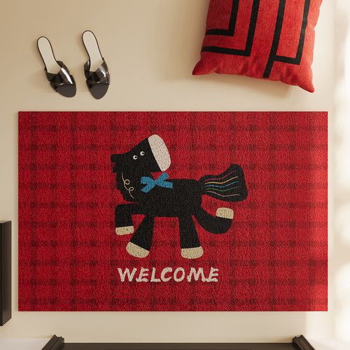 玄关入户门地垫红色丝圈耐磨耐脏