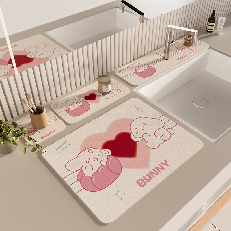 洗手台吸水垫卫生间洗漱台台面垫水龙头硅藻泥沥水垫免洗可擦杯垫