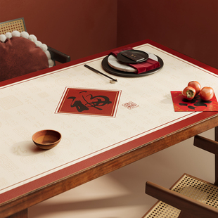 防水防油防烫隔热茶几桌布餐桌垫2026新款红色PVC桌面保护垫桌布