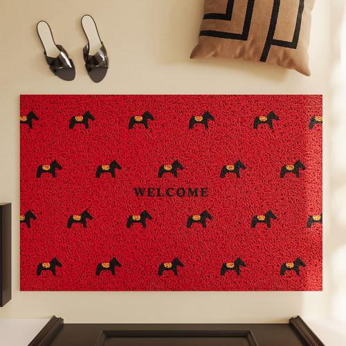 红色丝圈入户地垫免洗耐脏除尘