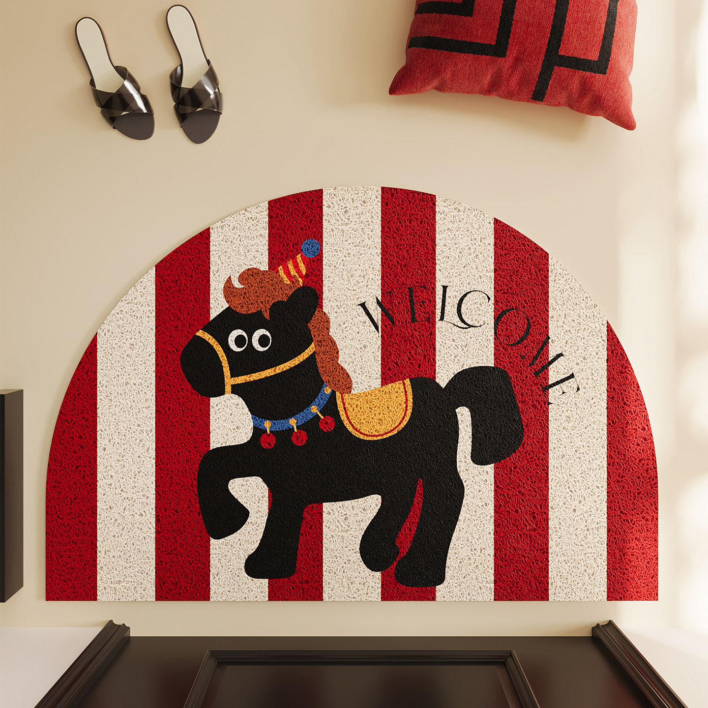 入户门地垫玄关大门口半圆红色脚垫丝圈防滑除尘2026新款门垫地毯,居家布艺,入户地垫,淘宝优惠券,粉丝福利购,淘宝优惠卷