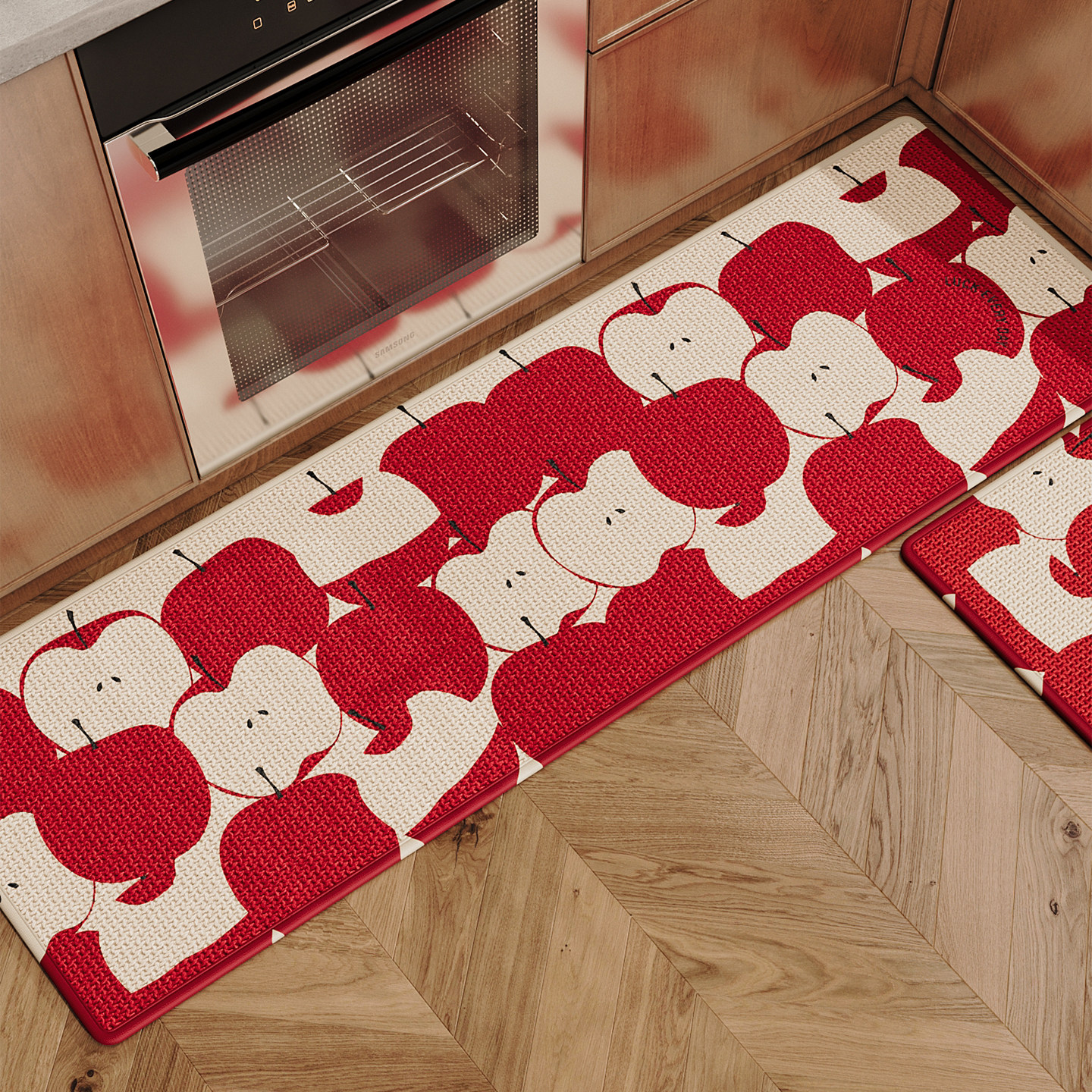红色厨房专用地垫卡通家用免洗吸水速干擦脚垫耐脏耐磨防滑垫地毯,居家布艺,厨房地垫,淘宝优惠券,粉丝福利购,淘宝优惠卷