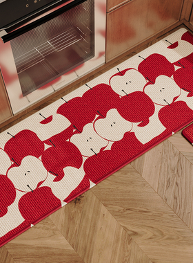 红色厨房专用地垫卡通家用免洗吸水速干擦脚垫耐脏耐磨防滑垫地毯