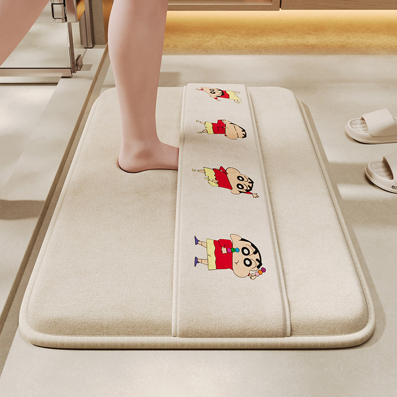 吸水浴室防滑垫厕所洗手间门口速干绑带擦脚地毯卫生间地垫记忆绵