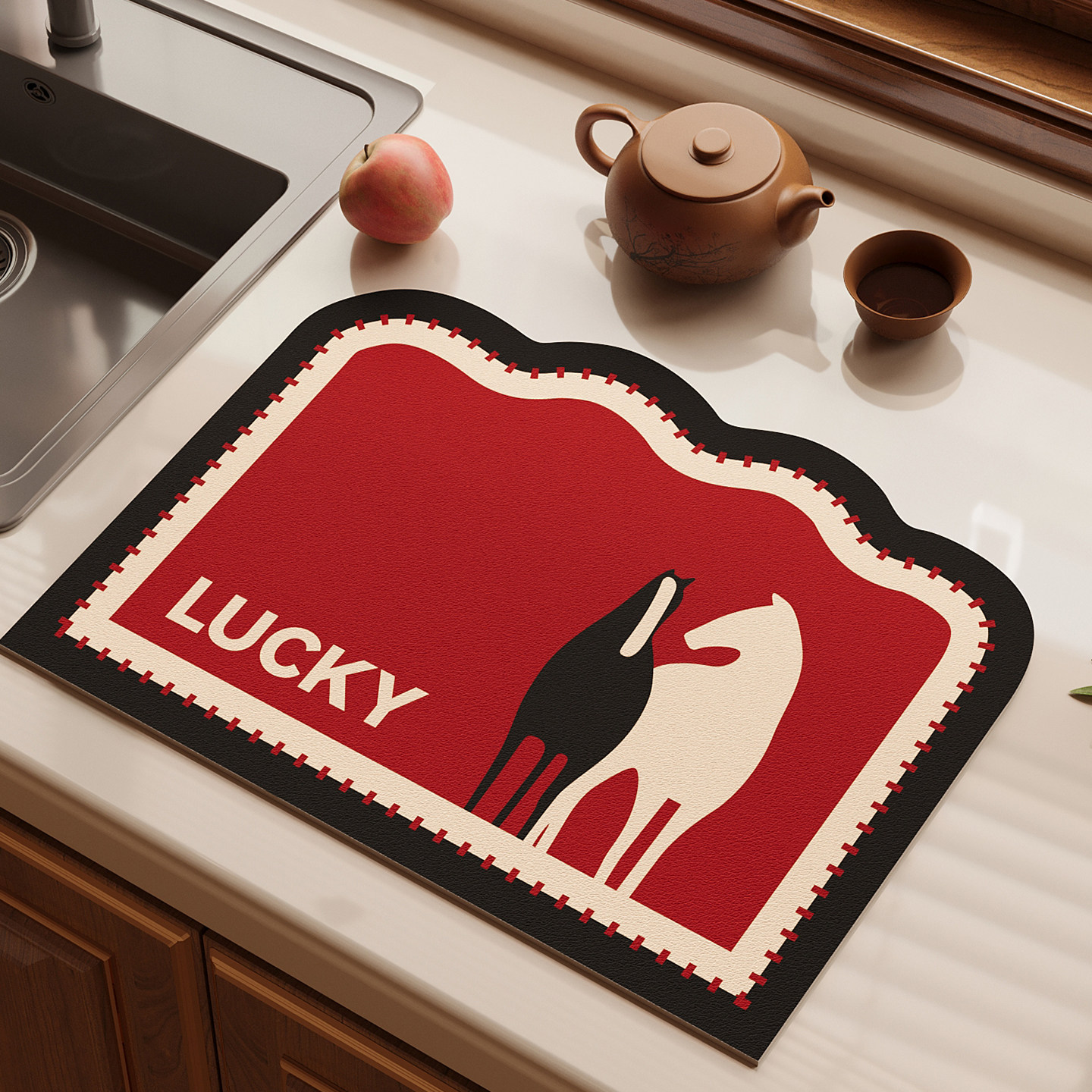 厨房沥水台面垫红色硅藻泥吸水垫厨具隔热垫碗盘杯免洗可擦保护垫,居家布艺,厨房地垫,淘宝优惠券,粉丝福利购,淘宝优惠卷