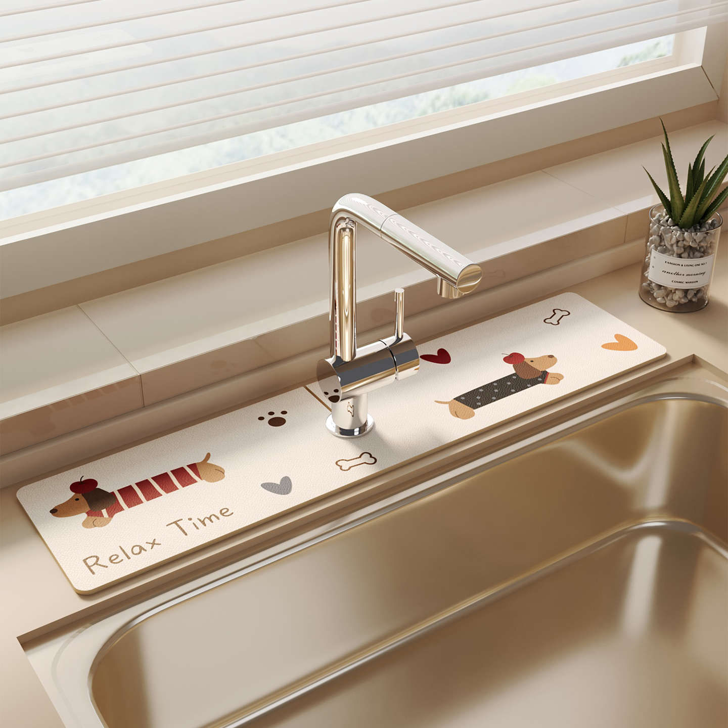 卡通狗狗水龙头吸水垫厨房地垫