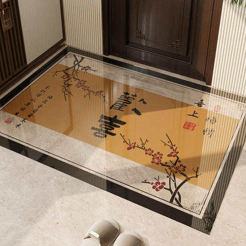 新中式国风入户门地垫软玻璃透明耐脏免洗可擦脚垫可裁剪定制地毯
