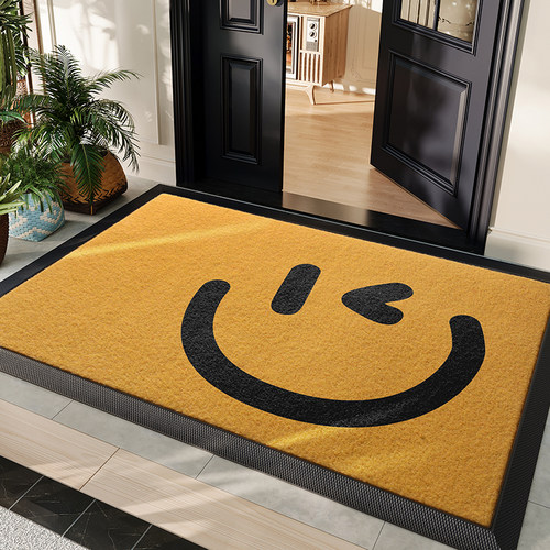 入户门地垫仿椰棕笑脸玄关大门口防滑脚垫别墅户外耐脏除尘地毯厚