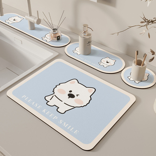 水龙头窄边沥水垫洗手间硅藻泥吸水垫厨房卫生间洗漱洗手台台面垫