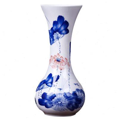 景德镇陶瓷器手绘荷韵青花瓷小花瓶插花器 现代时尚家饰摆件