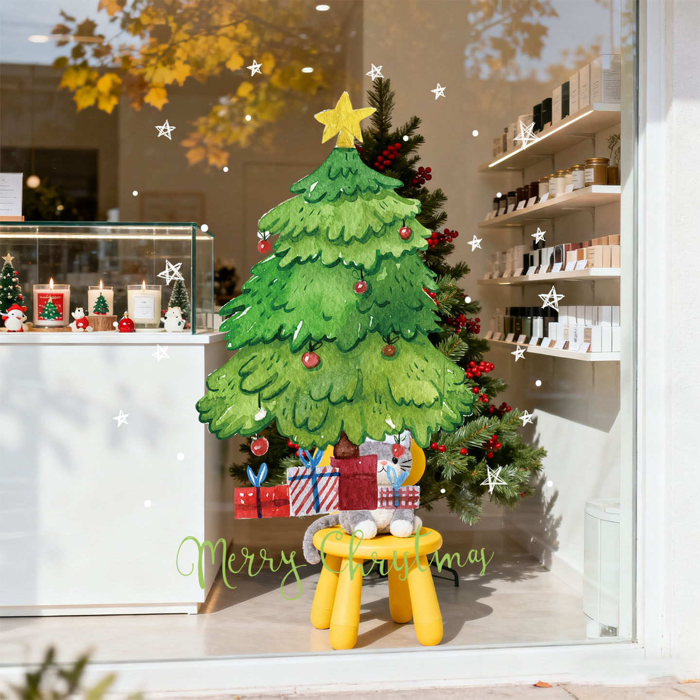 圣诞节氛围装饰品贴纸窗花贴画