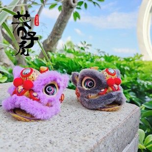 雄狮少年国潮舞狮醒小狮子迷你可爱家居汽车车载车内中控装饰摆件