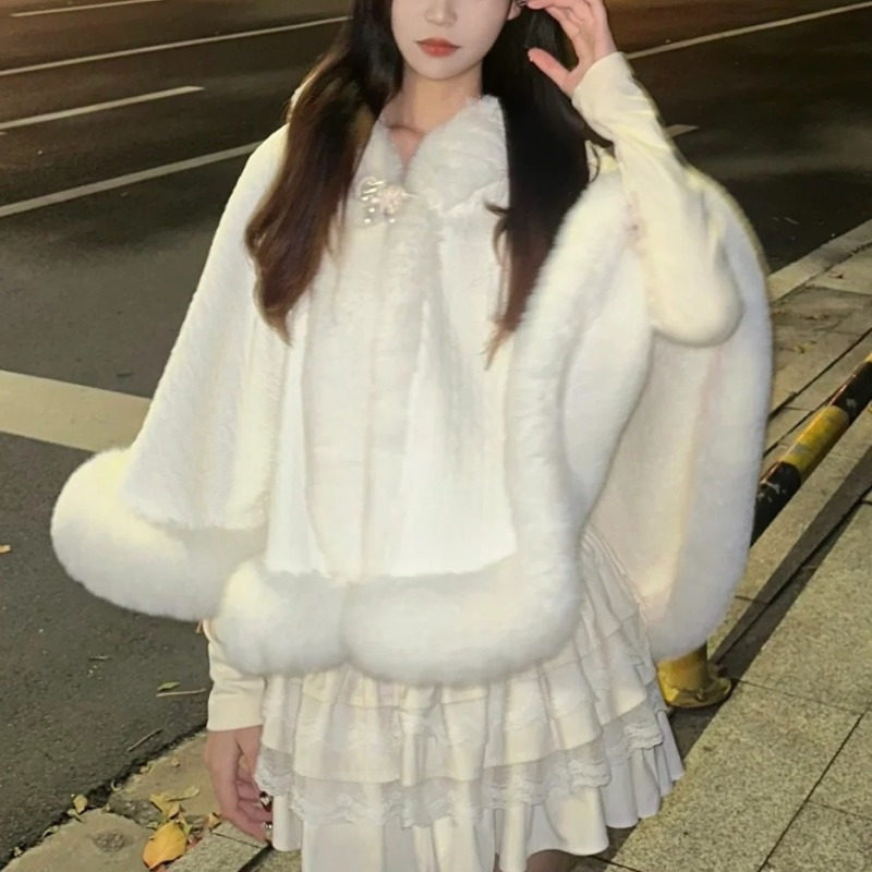 加绒加厚lolita披肩洛丽塔斗篷百搭秋冬外套lo裙保暖婚纱汉服外搭