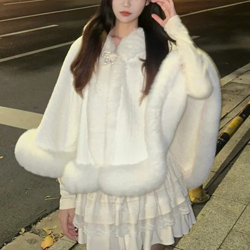 加绒加厚lolita披肩洛丽塔斗篷百搭秋冬外套lo裙保暖婚纱汉服外搭