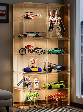 亚克力手办展示柜可调层高适用乐高玩具透明积木高达收纳盒模型架