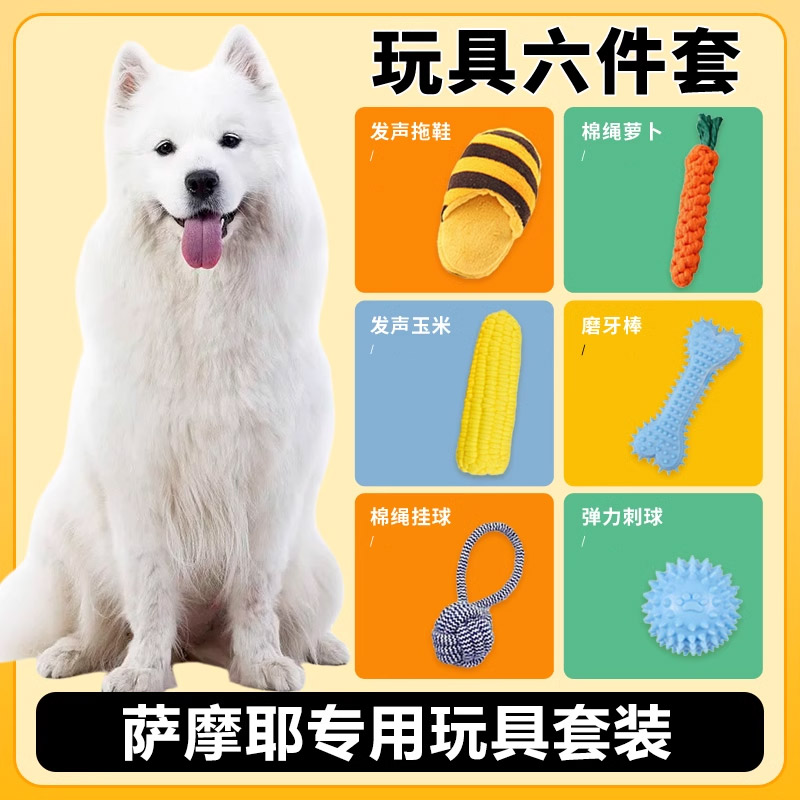 萨摩耶玩具套装耐咬发声图片