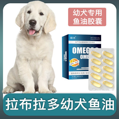 拉布拉多幼犬专用深海鱼油软胶囊狗狗卵磷脂三文鱼油宠物毛发营养