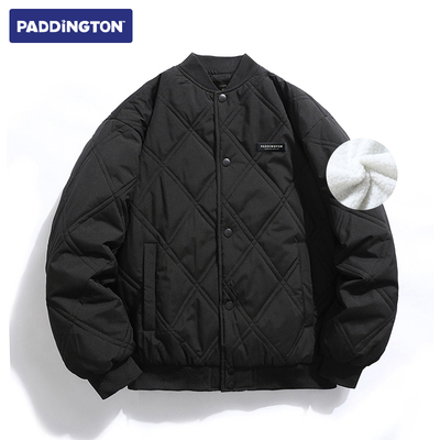 菱形格加厚棉衣帕丁顿熊