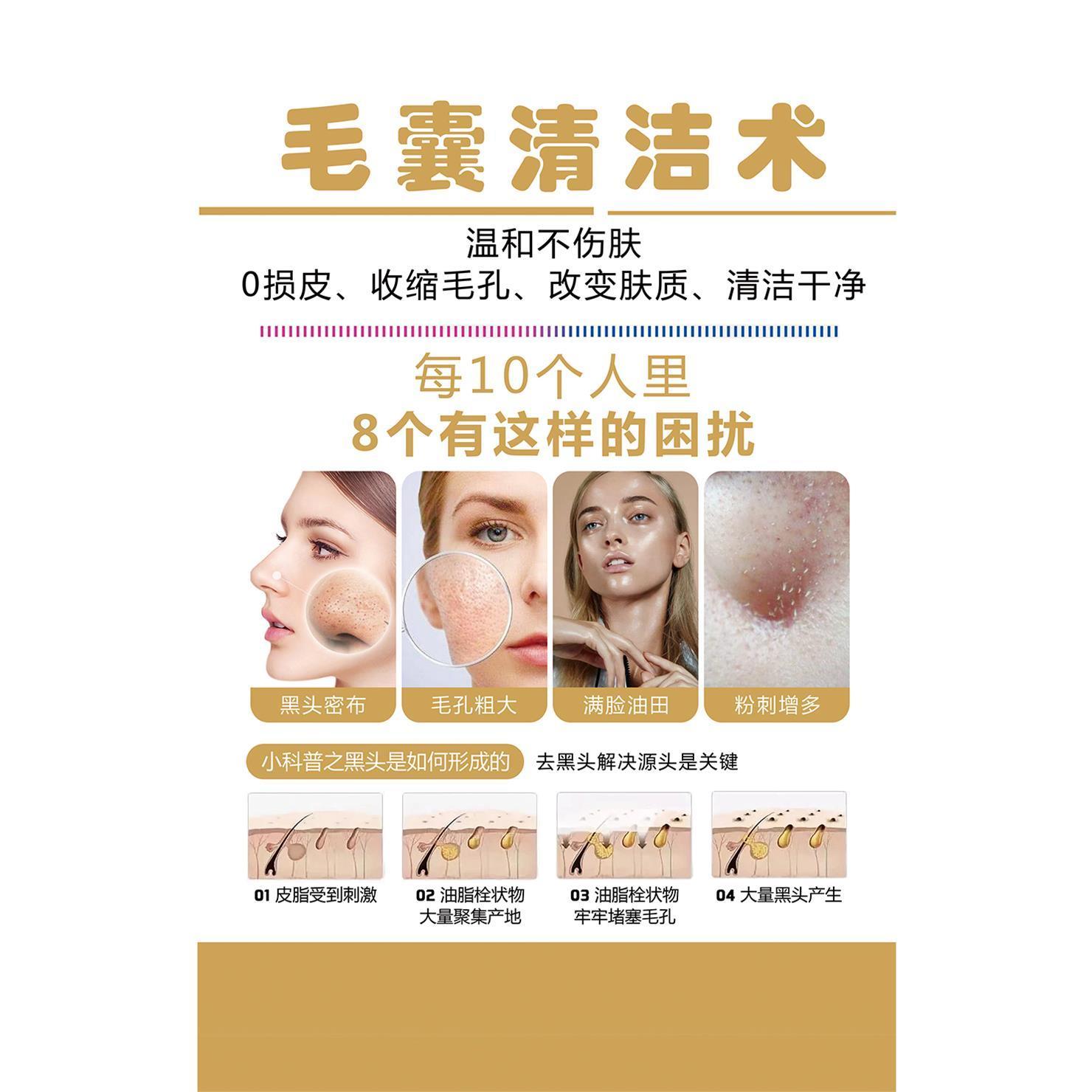 毛囊清洁宣传海报保养皮肤管理广告医美微毛孔整形美容院贴画