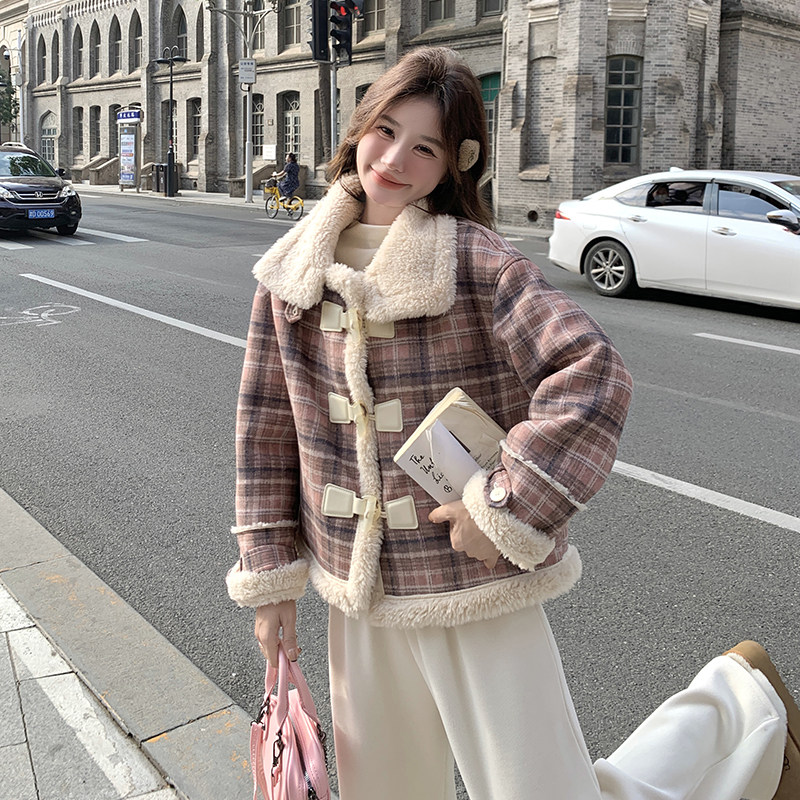 现货2025年冬季新款好看羊羔毛加厚外套203-8807-P185-K278,女装短外套,浙宝203