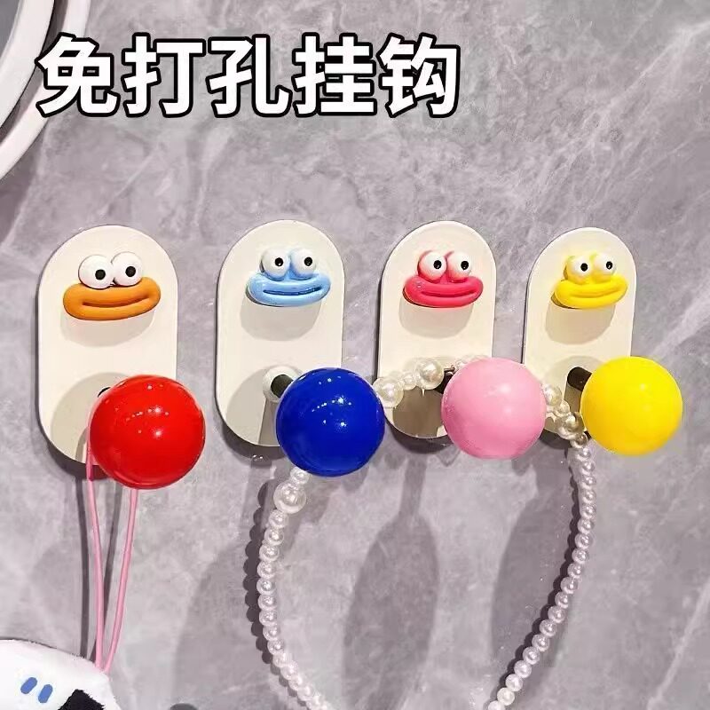 墙上粘胶式挂钩强力可爱旋转自粘免打孔浴室厨房卫生间真空贴墙钩